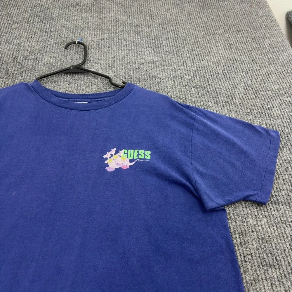 Vintage Guess T Shirt Men L Blue Cotton Australia Kangaroo Graphic Single Stitch - Picture 2 of 7